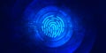 Abstract digital technology futuristic secure fingerprint blue background, Cyber security science tech, Innovation future