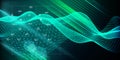 Abstract  technology visualization of wavy grid artificial intelligence.  Big data. Quantum virtual cryptography. Blockchain. Royalty Free Stock Photo