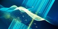 Abstract  technology visualization of wavy grid artificial intelligence. Quantum virtual cryptography. Blockchain. Big data. Royalty Free Stock Photo