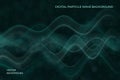 Abstract technology wave background with flowing particle surfaces and smooth dynamic lines. Vector. Futuristic digital Royalty Free Stock Photo