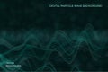 Abstract technology wave background with flowing particle surfaces and smooth dynamic lines. Vector. Futuristic digital Royalty Free Stock Photo