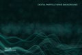 Abstract technology wave background with flowing particle surfaces and smooth dynamic lines. Vector. Futuristic digital Royalty Free Stock Photo