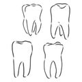 Abstract teeth set sketch vector illustration, tooth, vector sketch illustration