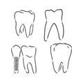 Abstract teeth set sketch vector illustration, tooth, vector sketch illustration