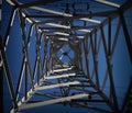 Abstract telecommunication tower Antenna and satellite dish at shiny blue sky background Royalty Free Stock Photo