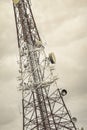 Abstract telecommunication tower Antenna and satellite dish with Royalty Free Stock Photo