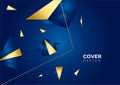 Abstract template blue geometric diagonal background with golden line. Luxury style. Vector illustration for game background, Royalty Free Stock Photo