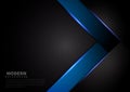 Abstract template blue geometric overlap with blue light modern technology style on black stripe line background Royalty Free Stock Photo