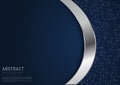 Abstract template dark blue background with curve color silver and dot pattern Royalty Free Stock Photo