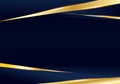 Abstract template dark blue and golden luxury premium background with luxury triangles pattern and gold lighting lines Royalty Free Stock Photo