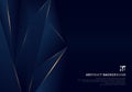 Abstract template dark blue luxury premium background with luxury triangles pattern and gold lighting lines Royalty Free Stock Photo