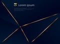 Abstract template dark blue luxury premium background with luxury triangles pattern and gold lighting lines Royalty Free Stock Photo