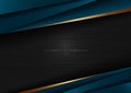 Abstract template dark blue luxury premium on black background with geometric triangles pattern and golden striped lines