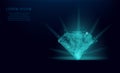 Abstract template of a diamond in the form of a starry sky or space, consisting of pointLow polygon diamond wireframe Royalty Free Stock Photo