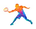 Abstract tennis player with a racket from splash of watercolors Royalty Free Stock Photo