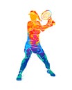 Abstract tennis player with a racket from splash of watercolors Royalty Free Stock Photo