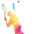 Abstract Tennis Player Serving in Beautiful Summer Haze. Royalty Free Stock Photo