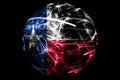 Abstract Texas sparkling flag. American Christmas ball holiday concept isolated on black background