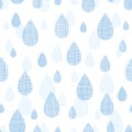 Abstract textile blue rain drops seamless pattern Royalty Free Stock Photo