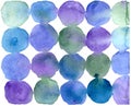 Abstract textural watercolor pattern of multicolored blue green purple circles Royalty Free Stock Photo