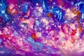 Abstract texture backgroud Blue violet purple galaxy cosmos night sky art illustration artwork. Close-up fragment Oil painting