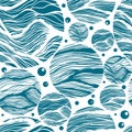 Abstract seamless pattern sea graphic. Vector illustration Royalty Free Stock Photo