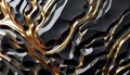 Abstract texture of black granite stone with quartzite and gold high resolution