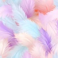 Abstract Texture colored fluffy bird feathers background. Soft and Light Pastel Tinted White Feathers Randomly Scattered to Form Royalty Free Stock Photo