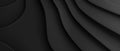 Abstract texture dark black gray grey background banner panorama long with 3d geometric waving waves curves, AI