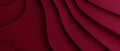 Abstract texture dark red background banner panorama long with 3d geometric waving waves curves, AI