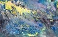 Abstract texture grunge multicolor blue yellow purple fluid liquid background Royalty Free Stock Photo