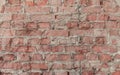 Abstract texture, horizontal brick tile background. Old and weathered red brick wall close up. Vintage house facade. Royalty Free Stock Photo