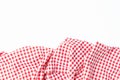 Abstract texture top view fabric red and white checkered isolated on a white background with copy space. Cloth cotton tablecloth Royalty Free Stock Photo