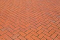 Red brick paving stones on a sidewalk / pavement Royalty Free Stock Photo