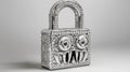 Abstract Textured Padlock 3D Render Pixelated Face Design Royalty Free Stock Photo