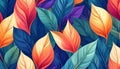 Abstract Textured Tropical Leaf Pattern In Deep Blue And Vibrant Hues image photo Royalty Free Stock Photo