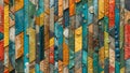 Abstract Textures. A Mosaic of Vertical WoodLike Panels with Ornate and Geometric Forms. Royalty Free Stock Photo