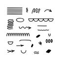 Abstract textures set hand drawn vector illustration, simple doodle design elements Royalty Free Stock Photo
