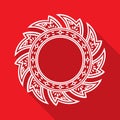 Abstract Thai style white Rowel isolated on red background. vector illustration