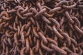 Abstract of Thick Rusty Chain Background Image. Top view. Copy space. Can use as banner Royalty Free Stock Photo