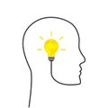 Abstract thinking concept with shiny lightbulb
