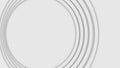 Abstract three-dimensional circles move on white background. Animation. Bulk layer spiral circles pulsate increasing in Royalty Free Stock Photo