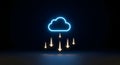 High-Speed Cloud Data Download Service Icon. Glowing Neon Graphic for IT Infrastructure and Digital Connectivity. Royalty Free Stock Photo