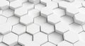 Abstract White Hexagonal Geometric Pattern with 3D Depth and Shadows background texture Royalty Free Stock Photo
