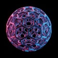 Abstract Geometric Sphere with Hexagonal and Pentagonal Structures in Neon Light image photo Royalty Free Stock Photo