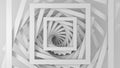 Abstract three-dimensional minimal white light texture of a set of straight square borders of steps that spiral. 3D illustration Royalty Free Stock Photo