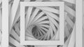 Abstract three-dimensional minimal white light texture of a set of straight square borders of steps that spiral. 3D illustration Royalty Free Stock Photo