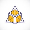 Abstract three-dimensional shape, vector design cube element. Royalty Free Stock Photo