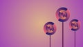 Abstract three purple pink lollipops background illustration. Royalty Free Stock Photo