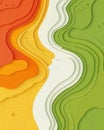 Abstract tidal flows represented in gradient waves create peaceful visual experience. vibrant colors of orange,
